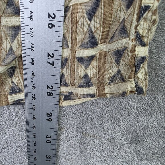 Mens Via Veneto Beige Geometric Print Shirt 100% Rayon Short Sleeve Button Up L - Picture 5 of 6